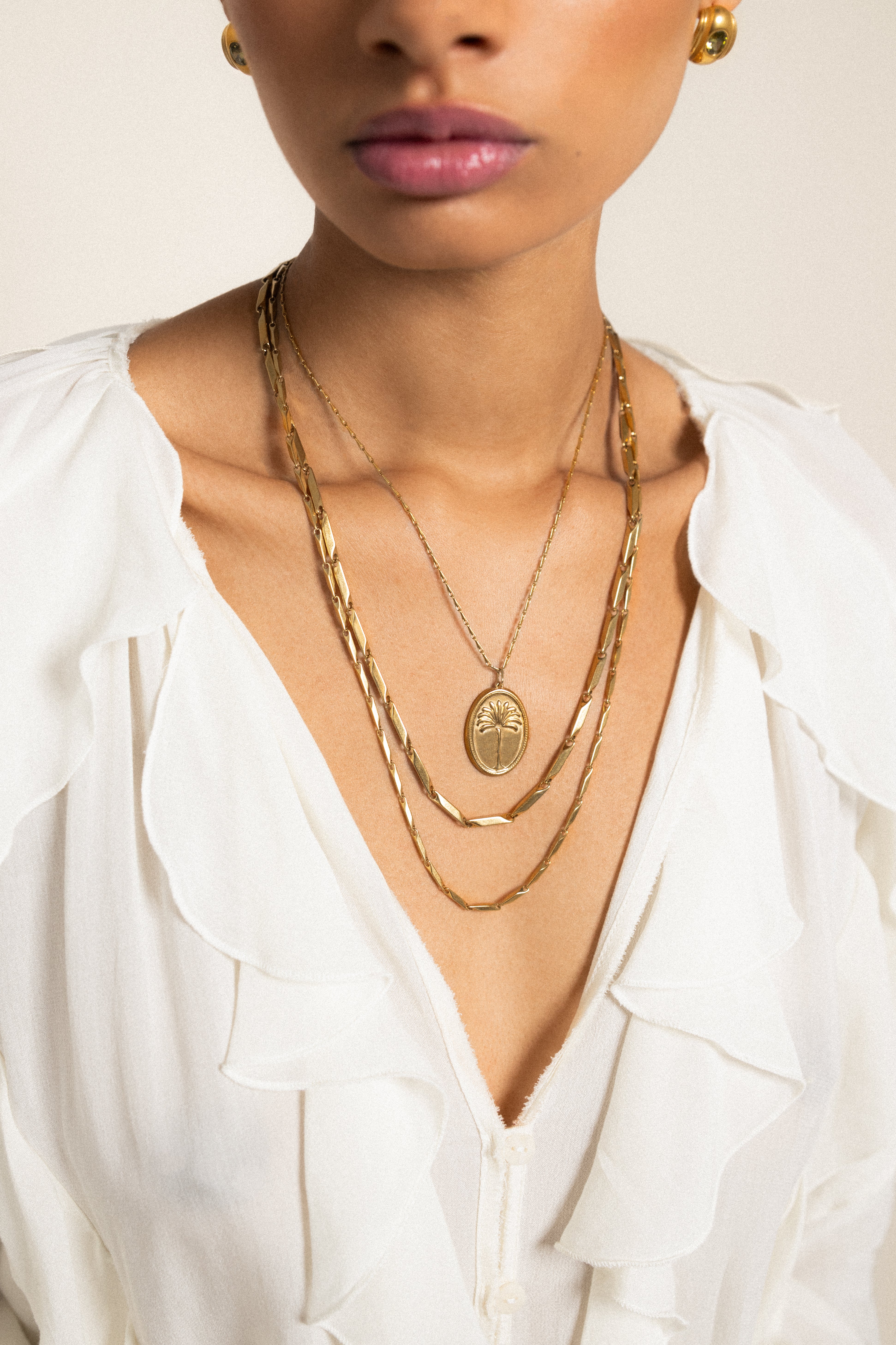 SIAM // Le collier médaillon Palmier