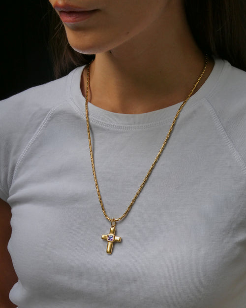 ADA PURPLE // Le collier croix mauve