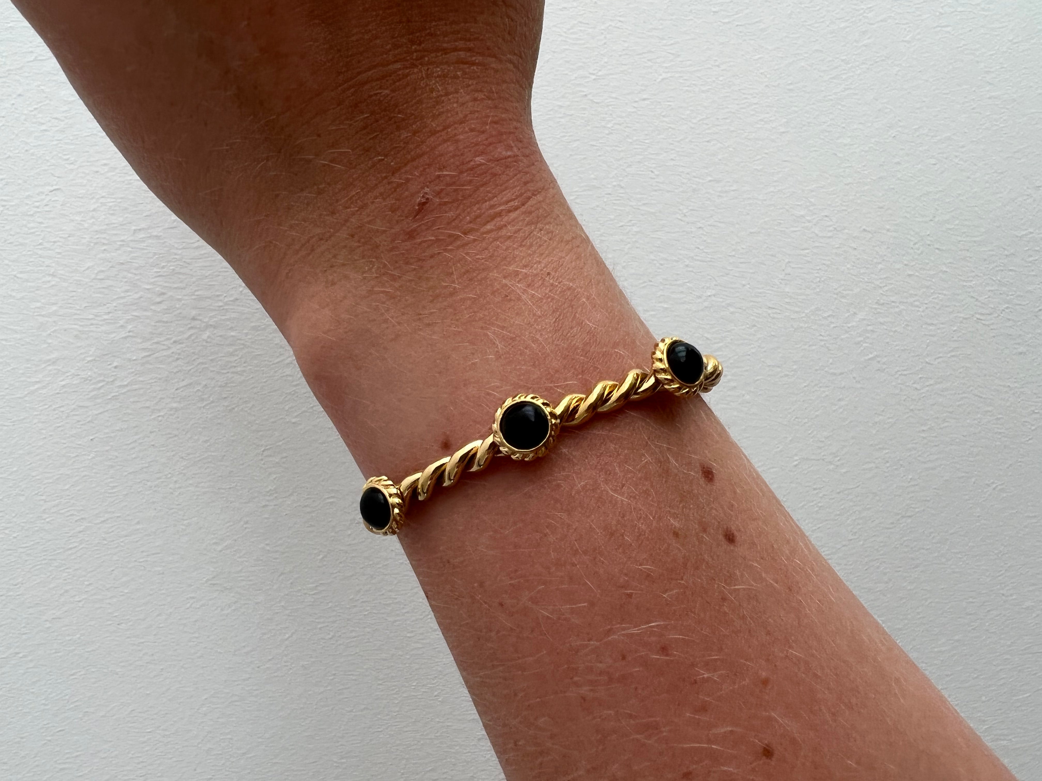 KATE BLACK // Le jonc 3 pierres noires