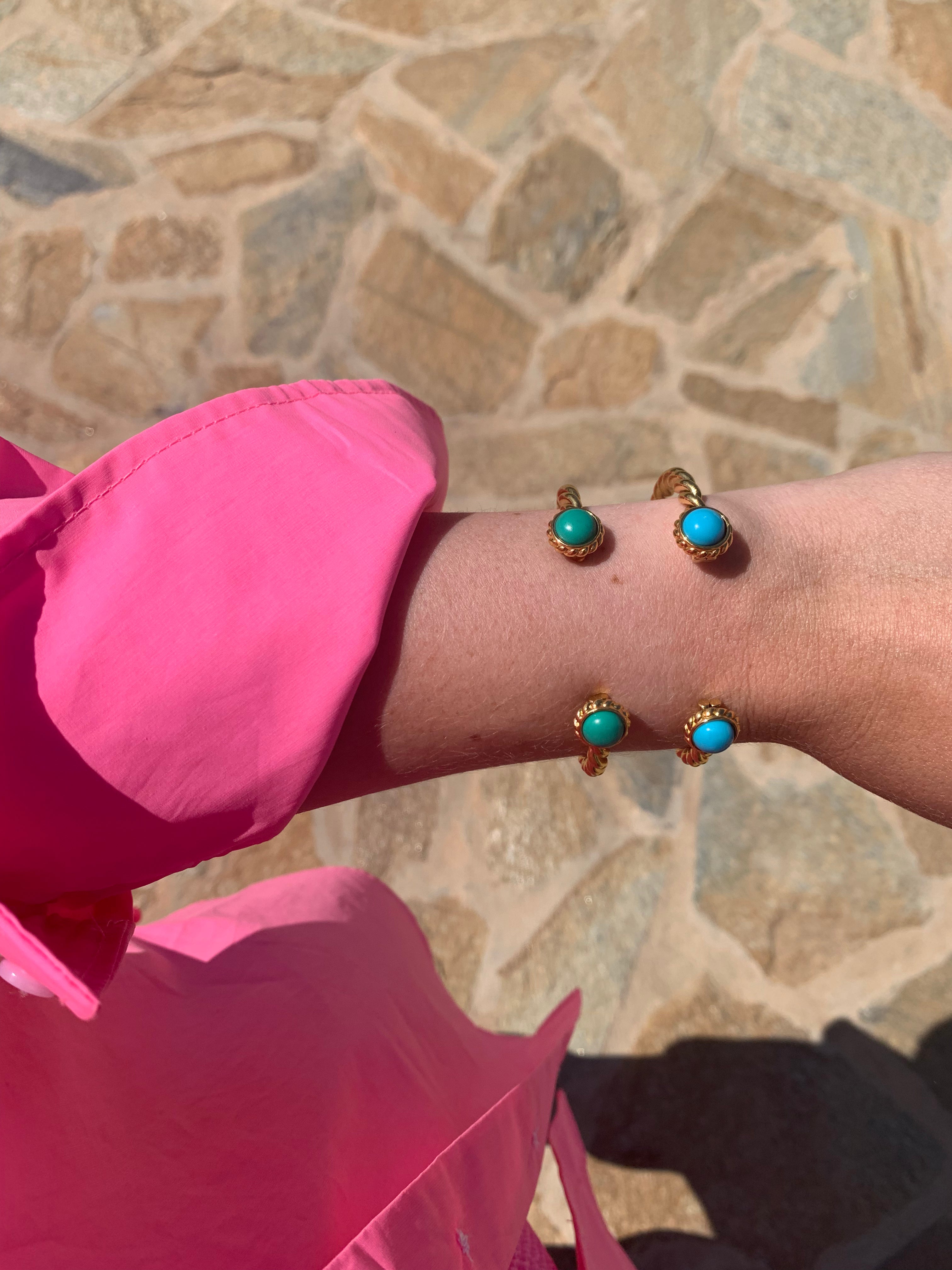 PIPA BLUE// 2 turquoise pearl bangle